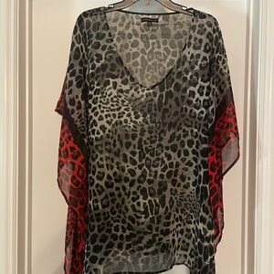 Lane Bryant Cheeta Print Sheer Kaftan Top  SZ 18/20